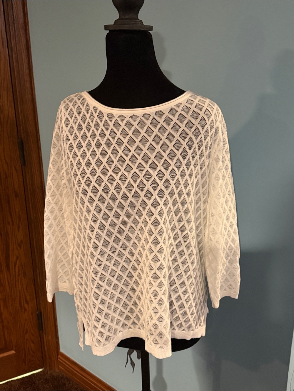 White House Black Market White Open Knit Top